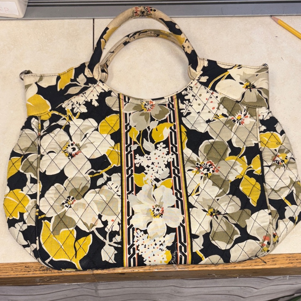 Vera Bradley Black and Yellow Floral Tote